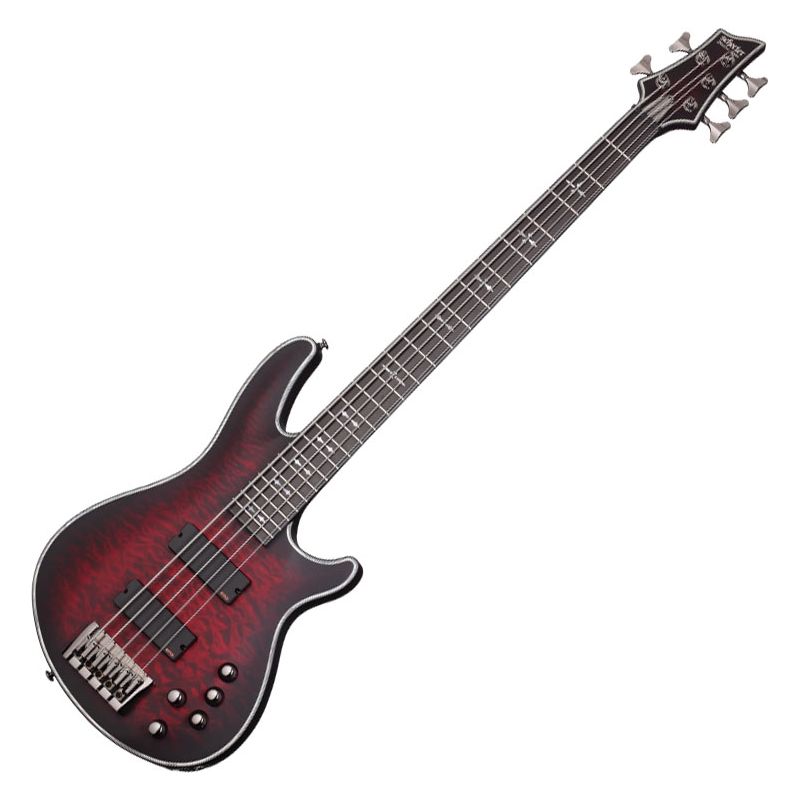 Schecter Hellraiser Extreme-5 Electric Bass Crimson Red Burst Satin