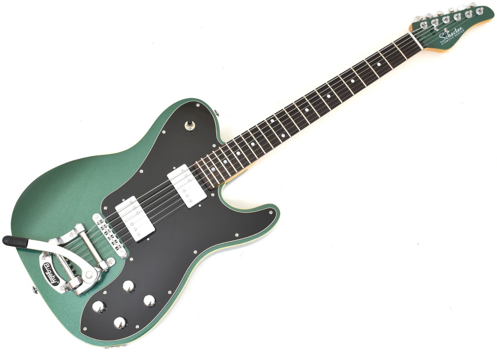 dark green electric guitar