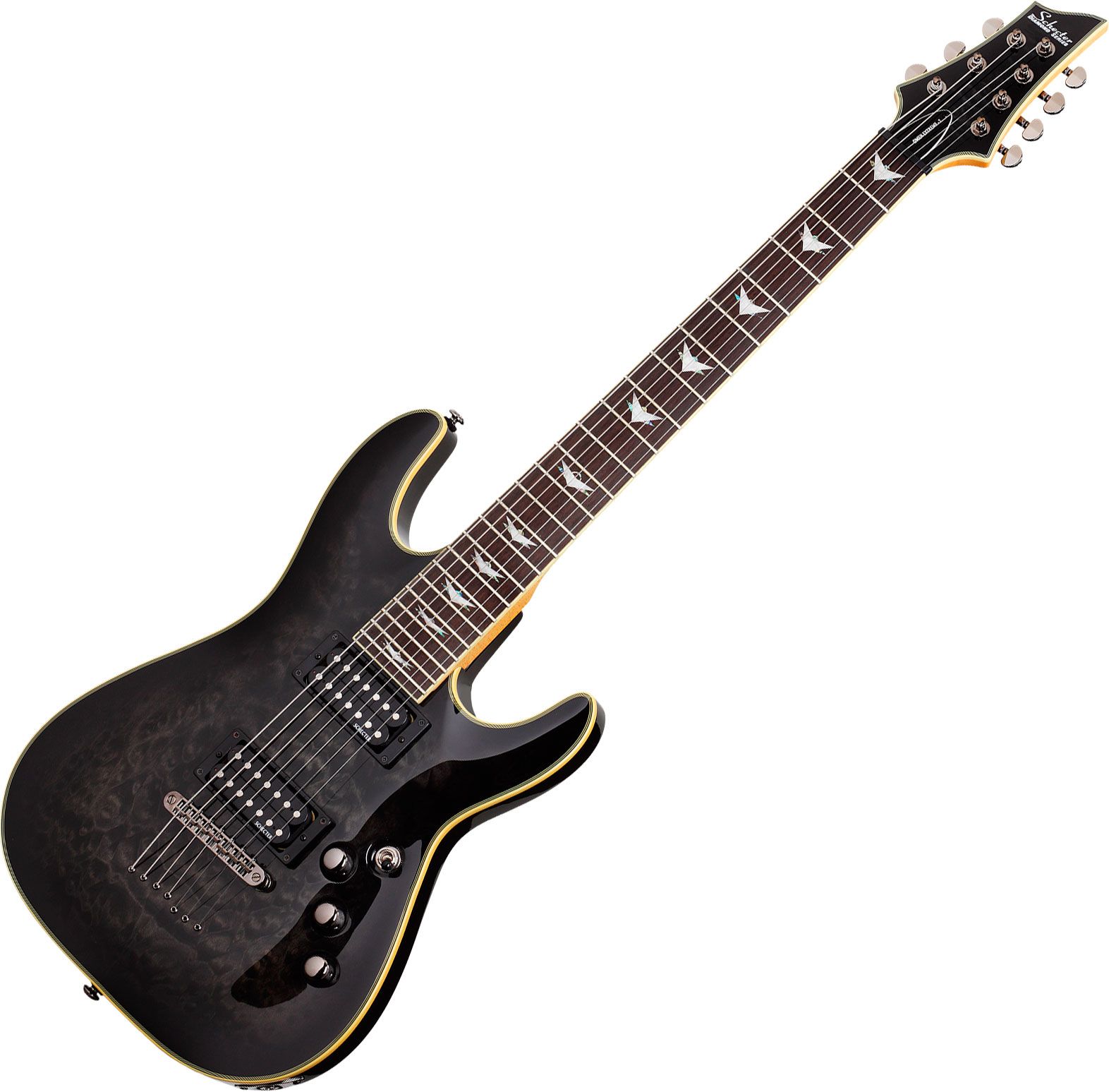 Schecter Omen Extreme-7 Electric Guitar in See-Thru Black Finish