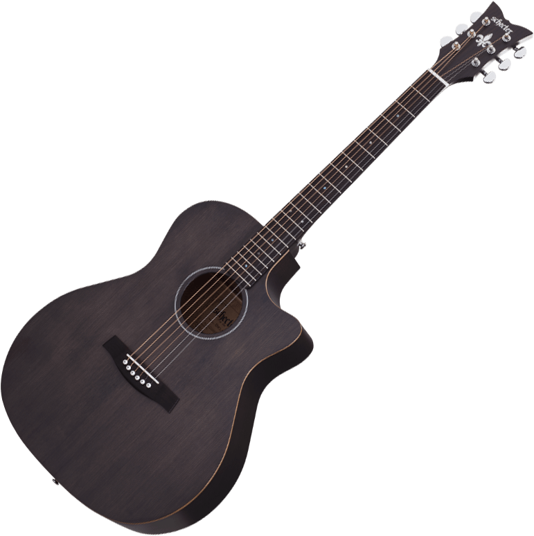 Schecter Deluxe Acoustic Guitar in Satin See Thru Black Finish