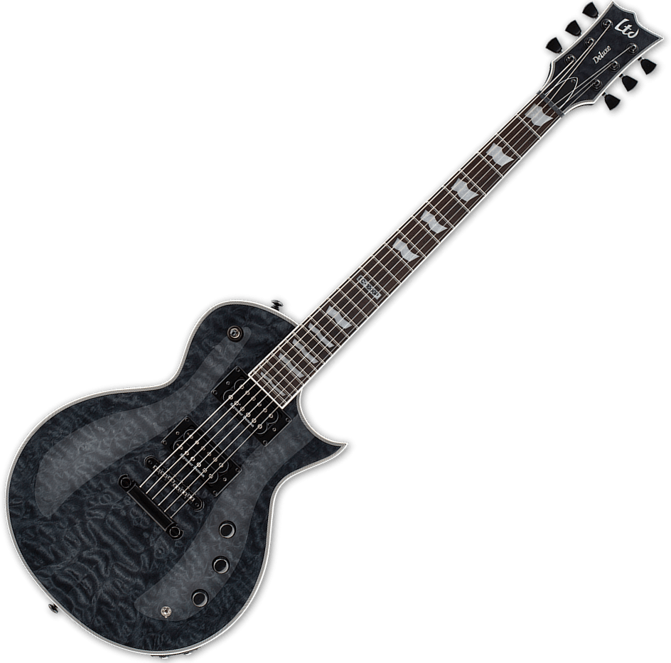 ESP LTD EC-1000 Piezo Quilted Maple Electric Guitar See Thru Black